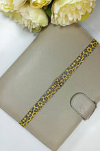 Load image into Gallery viewer, Yellow Leopard Print Planner Band, Elasticated Bookmark, Animal Print Pen Holder