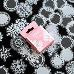 snowflake & lace style pet sticker flakes pink box