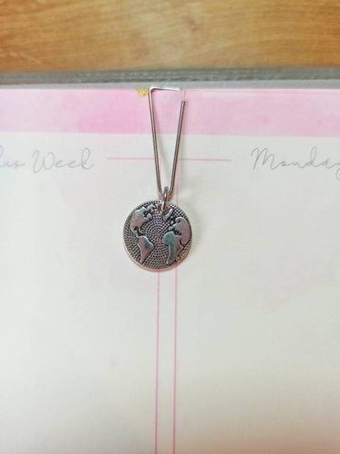 minimal silver world planner dangle jewellery, silver world planner charm, silver planet bookmark