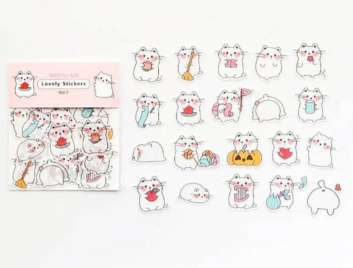 kawaii cat journal sticker flakes, cute animal chore decorative sticker flakes