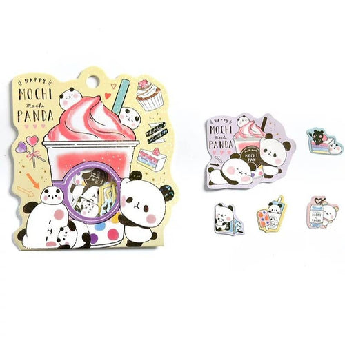 kawaii mochi mochi panda journal sticker flakes, cute panda decorative sticker flakes