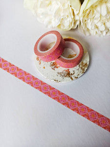 pink & orange moroccan tile washi tape, vintage style tile decorative tape