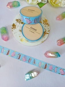 gold foil crystal washi tape, pink & blue crystal decorative tape