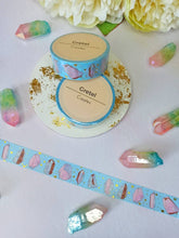 Load image into Gallery viewer, gold foil crystal washi tape, pink &amp; blue crystal decorative tape