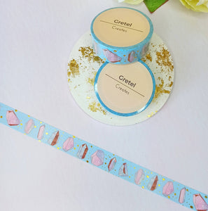 gold foil crystal washi tape, pink & blue crystal decorative tape