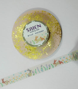 minimal rabbit washi tape, floral rabbit decorative tape