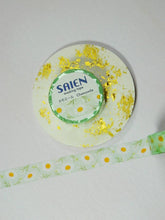 Load image into Gallery viewer, chamomile flower washi tape, green &amp; white floral decorative tape