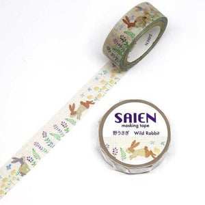 minimal rabbit washi tape, floral rabbit decorative tape