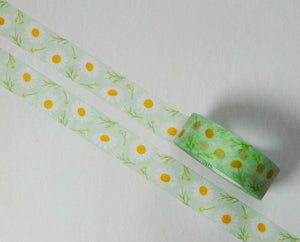 chamomile flower washi tape, green & white floral decorative tape