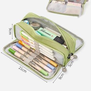 colourful large capacity triple pocket pencil case