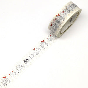 little girl doodle washi tape, cat doodle decorative tape
