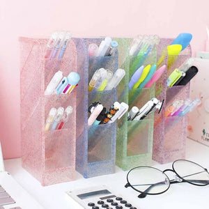 glitter acrylic desktop pen organiser,  kawaii pen pot
