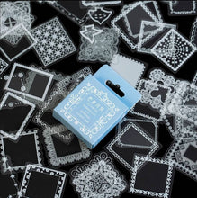 Load image into Gallery viewer, snowflake &amp; lace style pet sticker flakes blue box