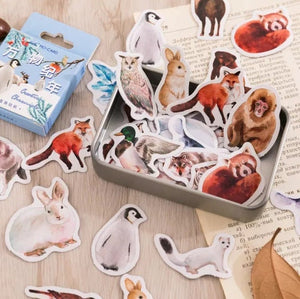 simple winter animal scrapbook deco stickers, forest animal sticker flakes