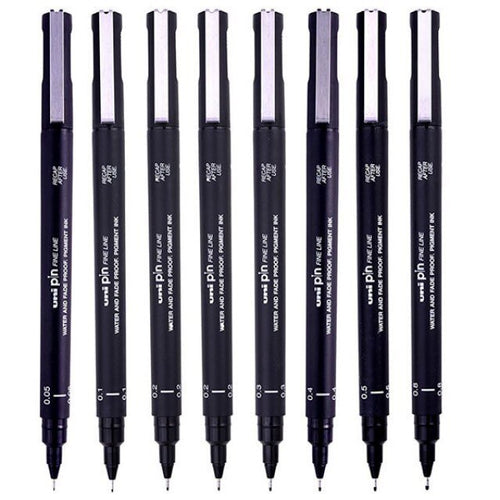 Uni Pin Fine Line , Water and Fade Proof Pen (Pigment Ink) Black