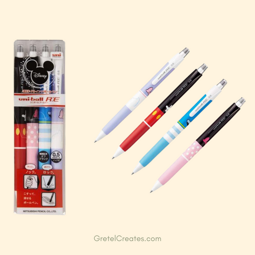 disney uni-ball re erasable gel pen – 0.5mm – off black ink