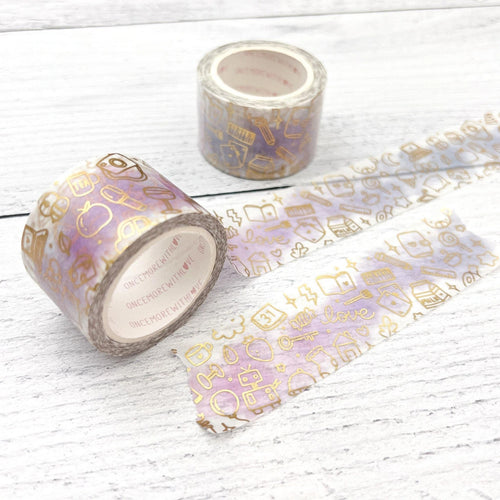purple watercolor doodles 30mm washi tape - once more with love